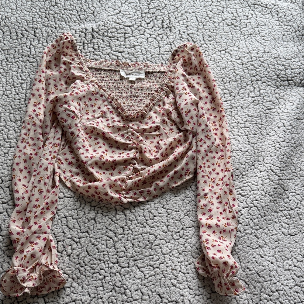 Pink Rose Red Floral Blouse